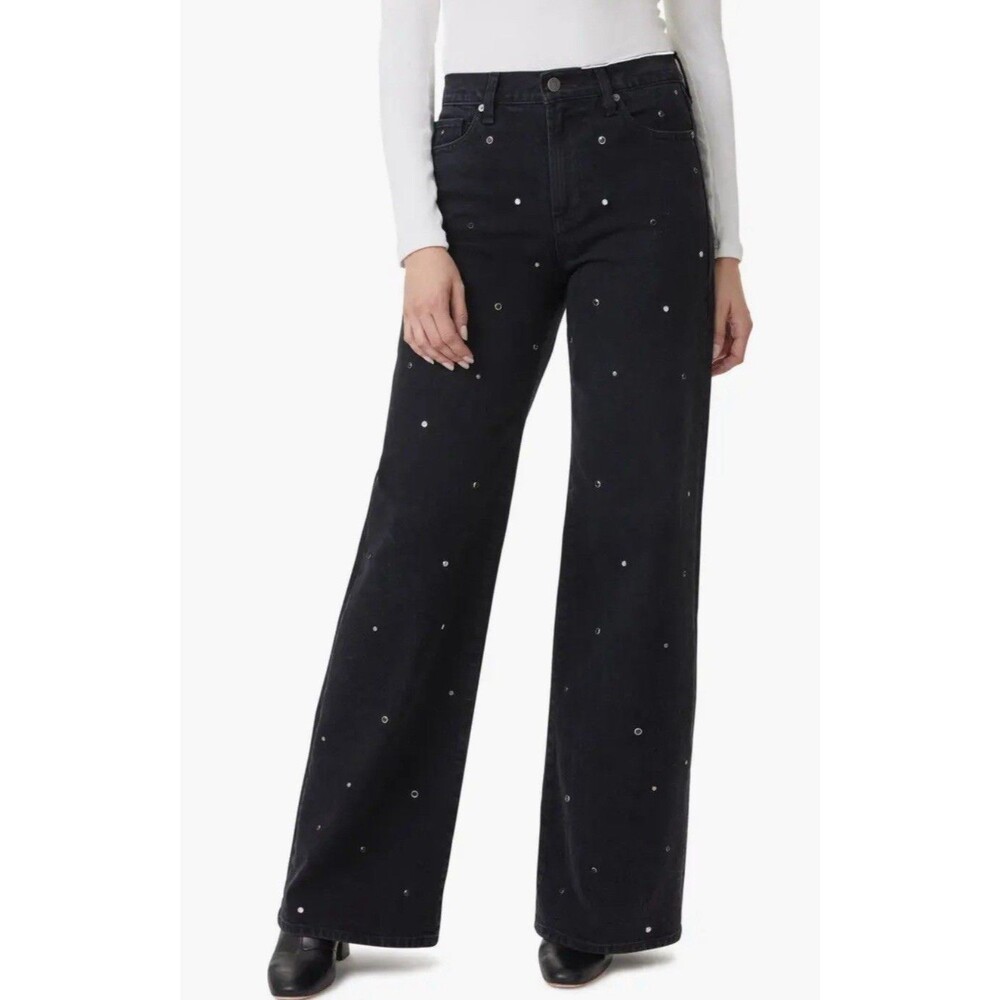 Size 2/26‎ Habitual Denver Grommet High Waist Wide Leg In Washed Black Jeans NWT